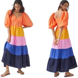 SOLD Farm Rio x Anthropologie Tiered Colorblocked Maxi Dress